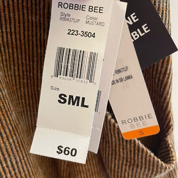 New Robbie Bee Corded Mustard Brown Black Tunic Dress Women’s Size Small - Picture 5 of 7